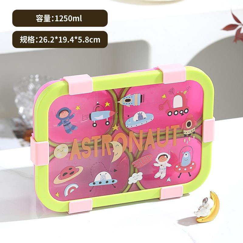 Bento Box Food Grade Plastic Cartoon Microwave Safe Lunch Box for Students Adults Cute Portable Divided Meal Container