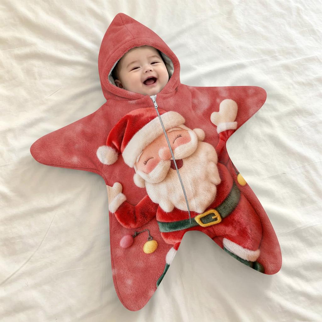 Baby Swaddle Blanket with - Flannel -Startle Wrap for Newborns, Christmas Print Sleep Sack for Boys Girls, Portable Outdoor Swaddle