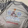 In Stock: Women's Korean Terry Loop Minnie Print Raglan Long Sleeve Casual T-shirt for Autumn 2025