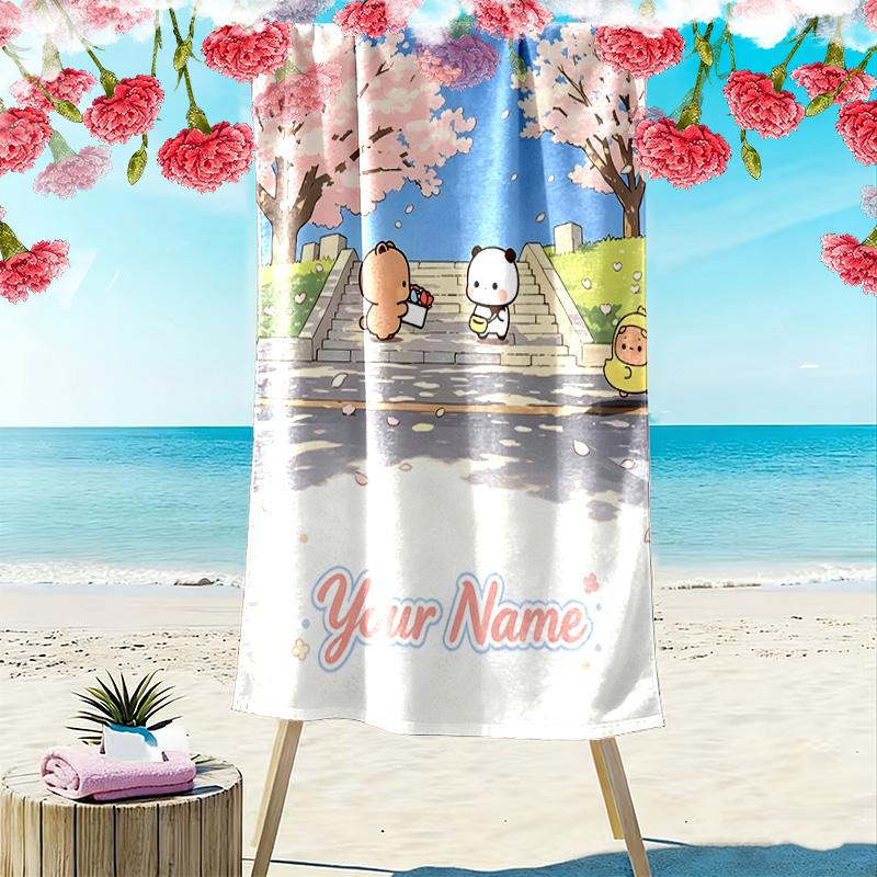 Name Custom Bubu y Dudu Print Beach Towel, Large Soft Quick Dry Towel for Beach Camping Swimming
