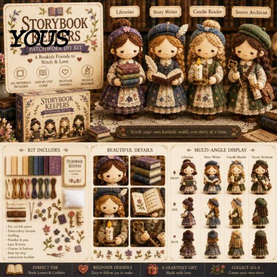 Small World Patchwork Girl DIY Kit, 3D Doll Sewing Craft Set with Pre-Cut Fabric Art Thread Needles, Cute Kit for Home Decor Handmade Gift