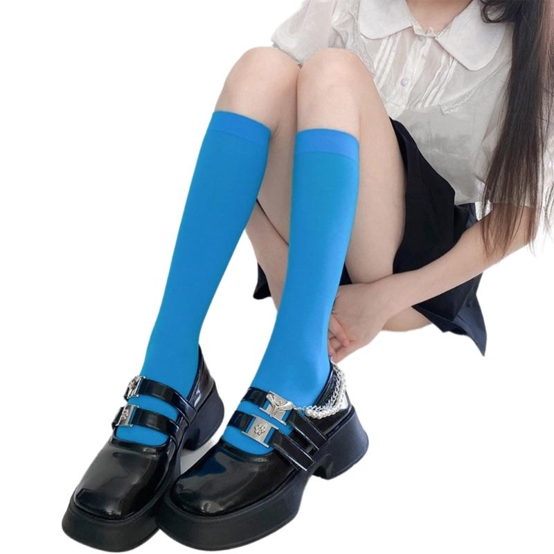 Colorful Calf Socks Velvets Knee High Stockings Lightweight Breathable Knee High Socks Student Girls Middle Tube Socks