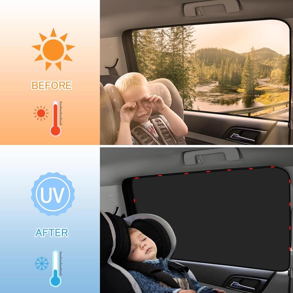 ZATOOTO Car Window Shades - 4 Pack Window Covers 99% UV Light Block Side Window Sun Shade Magnetic Car Curta Keeps Cooler Privacy For Breastfeeding