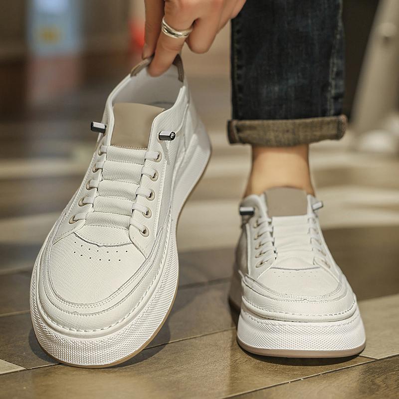 Fashion Leather Classic Men's Walking Shoes Men's Vulcanize Shoes Male 2025 New Handmade Skate Footwear Lace-Up Men Casual Outdoor Flats