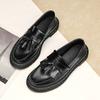 Fashion Breathable Slip On Loafers Thick Platform Casual Shoes Male Round Toe Cowhide Leather Driving Shoes Vintage Mens Summer Flats
