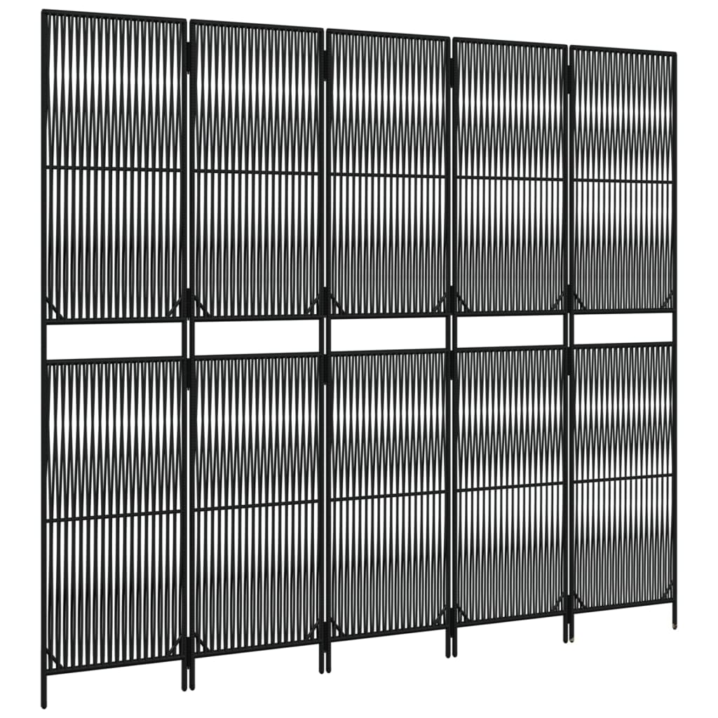 Vidaxl 5-Panel Screen, Black, Poly Rattan