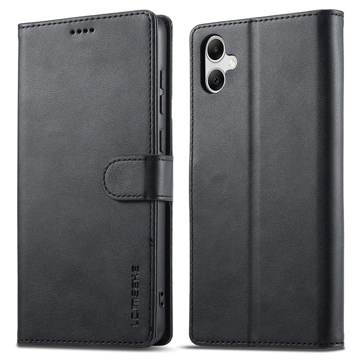 

LC.IMEEKE Для Samsung Galaxy A06 4G Чехол Текстура теленка PU кожа Подставка Кошелек Чехол для телефона Black
