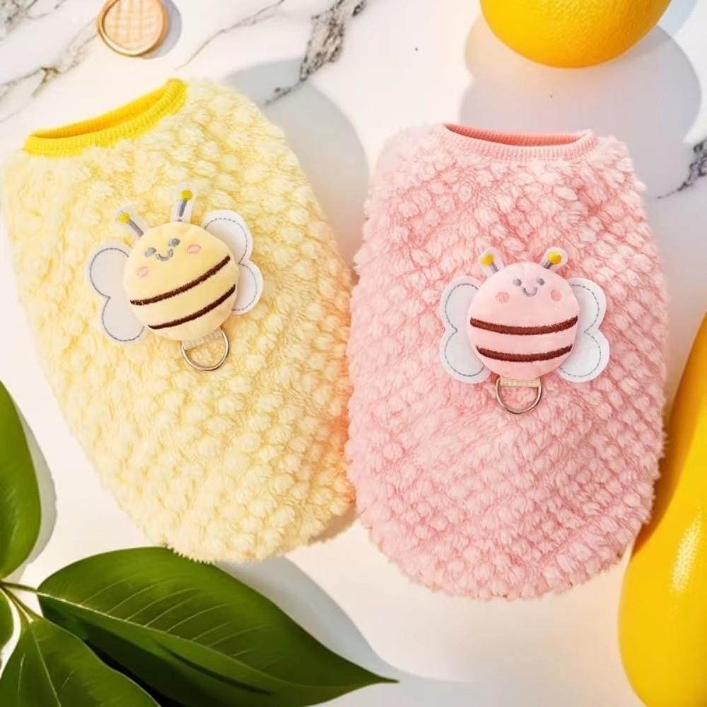 New Soft Pet Dog Clothes Bee Pattern Pet Accessories Dog Clothing Catoon Cat Autumn Winter Clothes Pomeranian