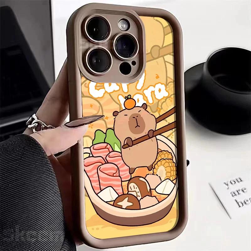 Cute Capybara Phone Case for iPhone 16 15 14 13 12 11 Pro Max X XS XR 7 8 Plus Funny Animal Soft Silicone Cover