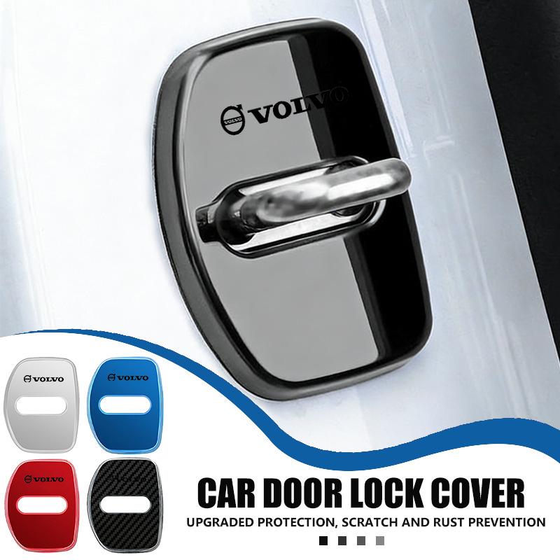crbuk5 4Pcs Car Door Lock Covers Auto Decorative Accessories For Volvo XC90 V90 V60 XC60 V40 C40 XC40 V70 S80 S60 S90 XC70
