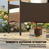Rattan Bistro Set 3-Piece FSC Garden Furniture Set with 2 Chairs, 2-Tier Wooden Table, Thick Washable Cushions