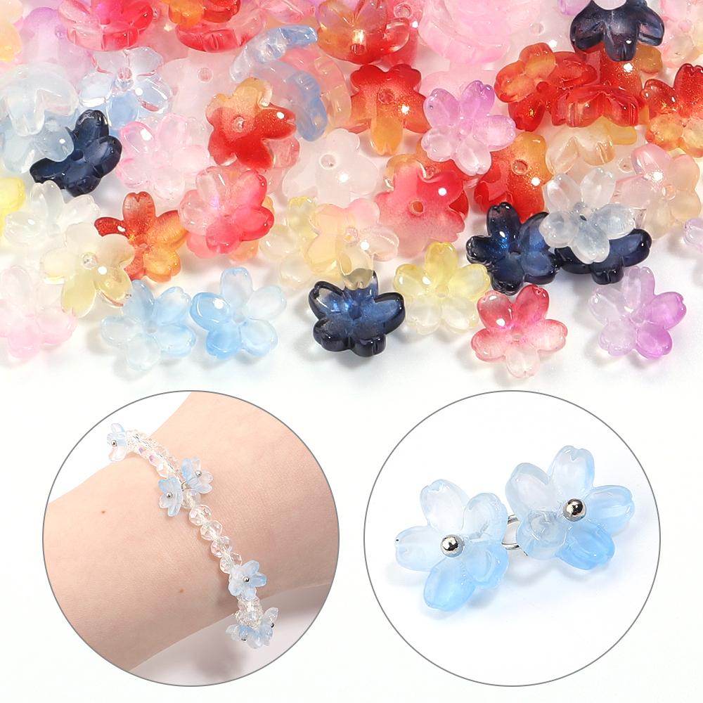 50pcs 10.5mm Cherry Blossom Lampwork Beads Colorful Glass Loose Bead For Jewelry Making DIY Crafts Bracelet Necklace Accessories