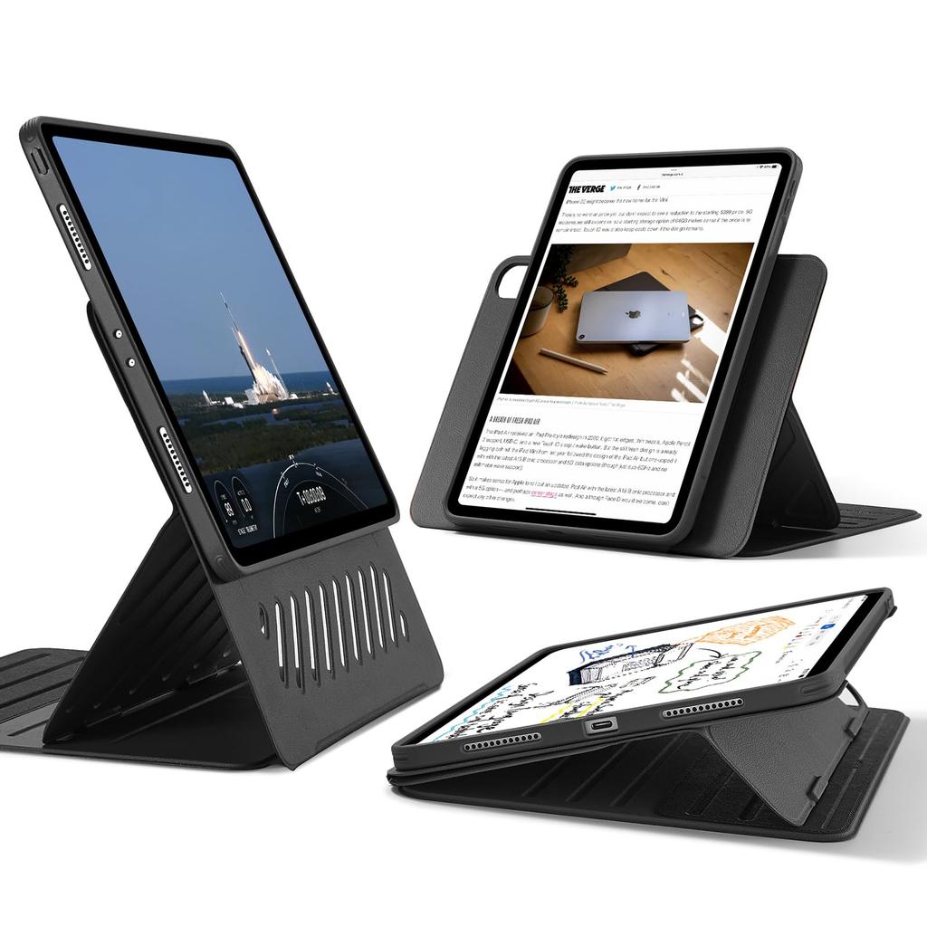 ESR iPad Pro Case Dedicated Rotating Case with Removable Magnetic 9 Adjustable Angle Rugged Shift Black 12.9 (2022/2021, 6th/5th Generation) Cover,