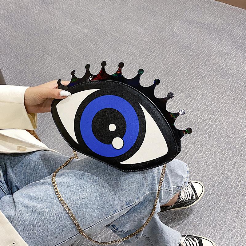 Personalized Small Bag Women 2025 New Bags Hip Hop Big Eyes Trendy Versatile Chain Crossbody Small Round Bag Pu