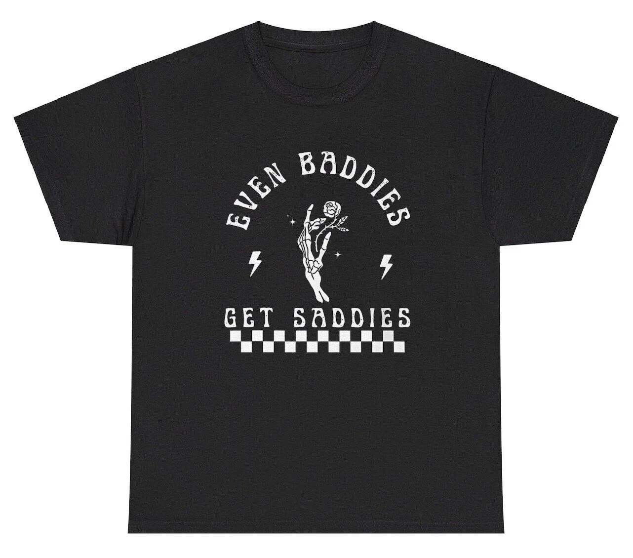 Even Baddies Get Saddies Rose Graphic Meme T Shirt Funny Gen Z Mental Health Tee M