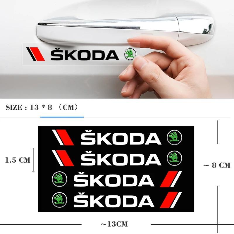 VMAD6 Set of 4 Anti-Scratch Door Handle Protector Decoration Sticker For Skoda Octavia A7 VRS Kodiaq Karoq Superb Yeti Fabia Rapid