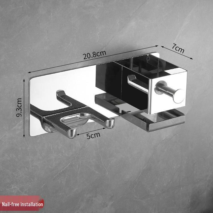 Wall-Mounted Stainless Steel Multifunctional Bathroom Hair Dryer Holder