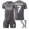 Dospívající Děti Dospělí Vlastní Jméno Fotbalové Dresy 24/25 Real Madrid Druhý Venkovní #7 RONALDO Sportovní Tréninkový Dres Set se Štulpnami