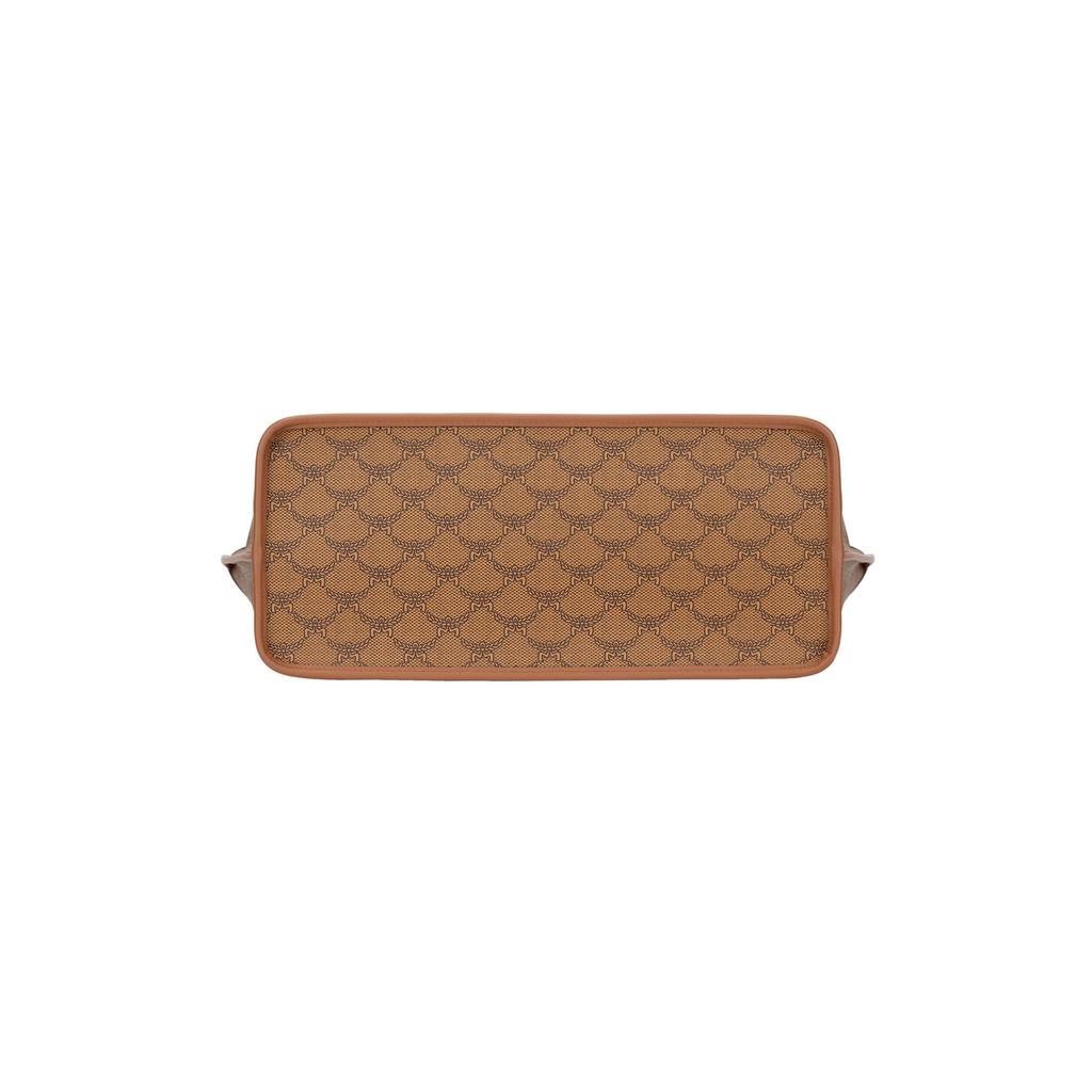 MCM Cognac Monogram Large Tote Bag with Gold Hardware for Daily Use