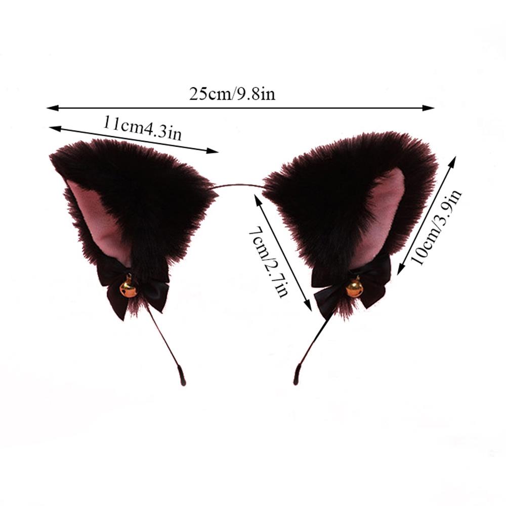 HOT Plush Lace Cat Ears Bell Headbands For Women Sexy Cat Ears Headband Cat Fur Ear Hairband Anime Cosplay Cat Fur Ear Hairband