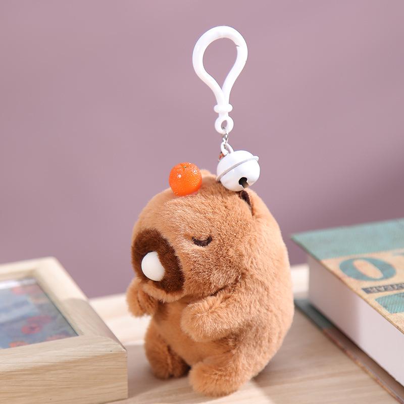 Le Ji Er Capybara Plush Toy Keychain with Wagging Tail & Bubble Blowing Pendant