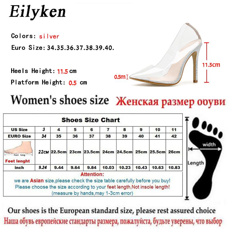 Fashion Eilyken Sexy Women Pumps Pointed Toe PVC Transparent Thin High Heels Sandals Summer Wedding Party Female Shoes