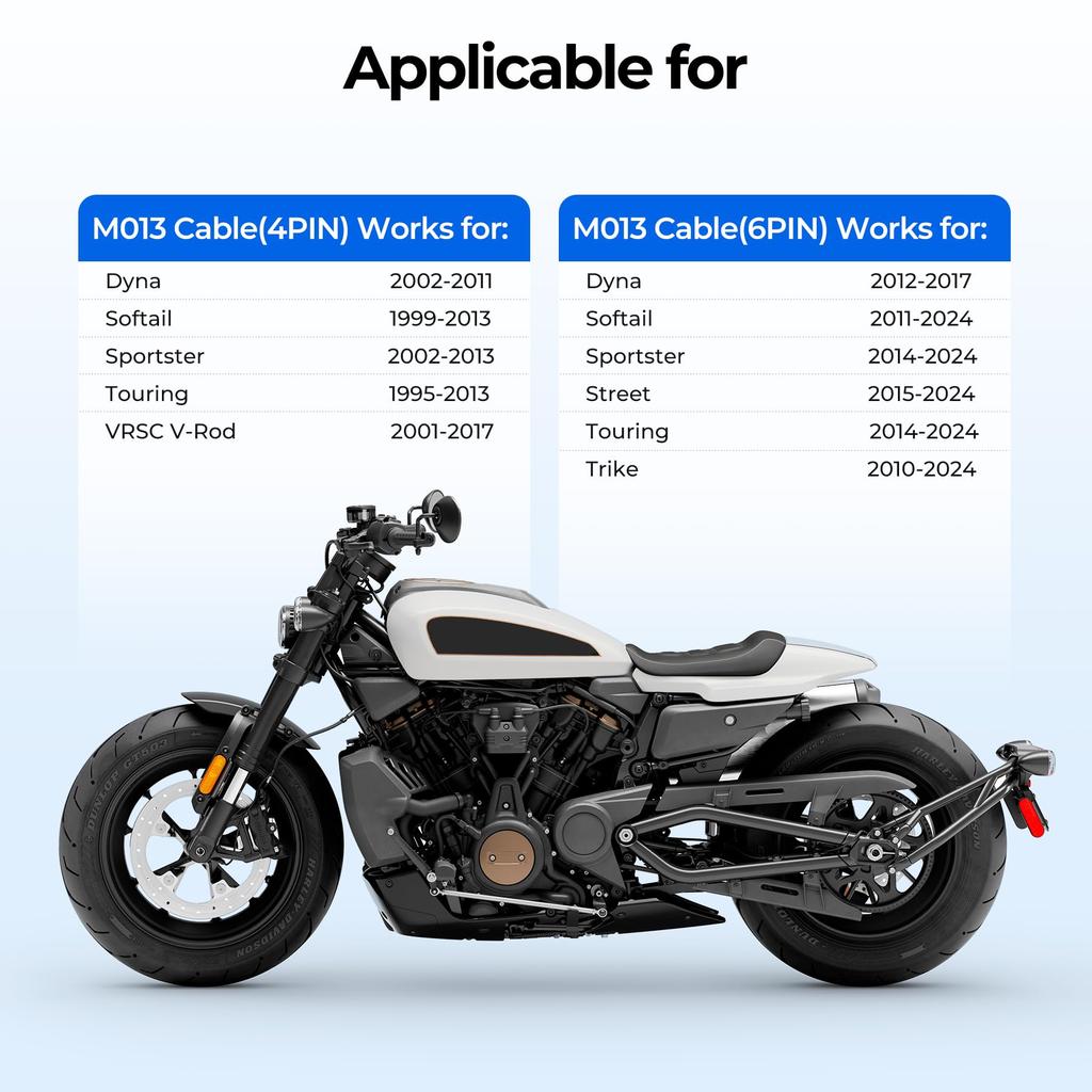 and female to OBD2 female cable for compatible with for use with code readers and diagnostic 4-pin 6-pin 16-pin Harley, Harley-Davidson motorcycles,