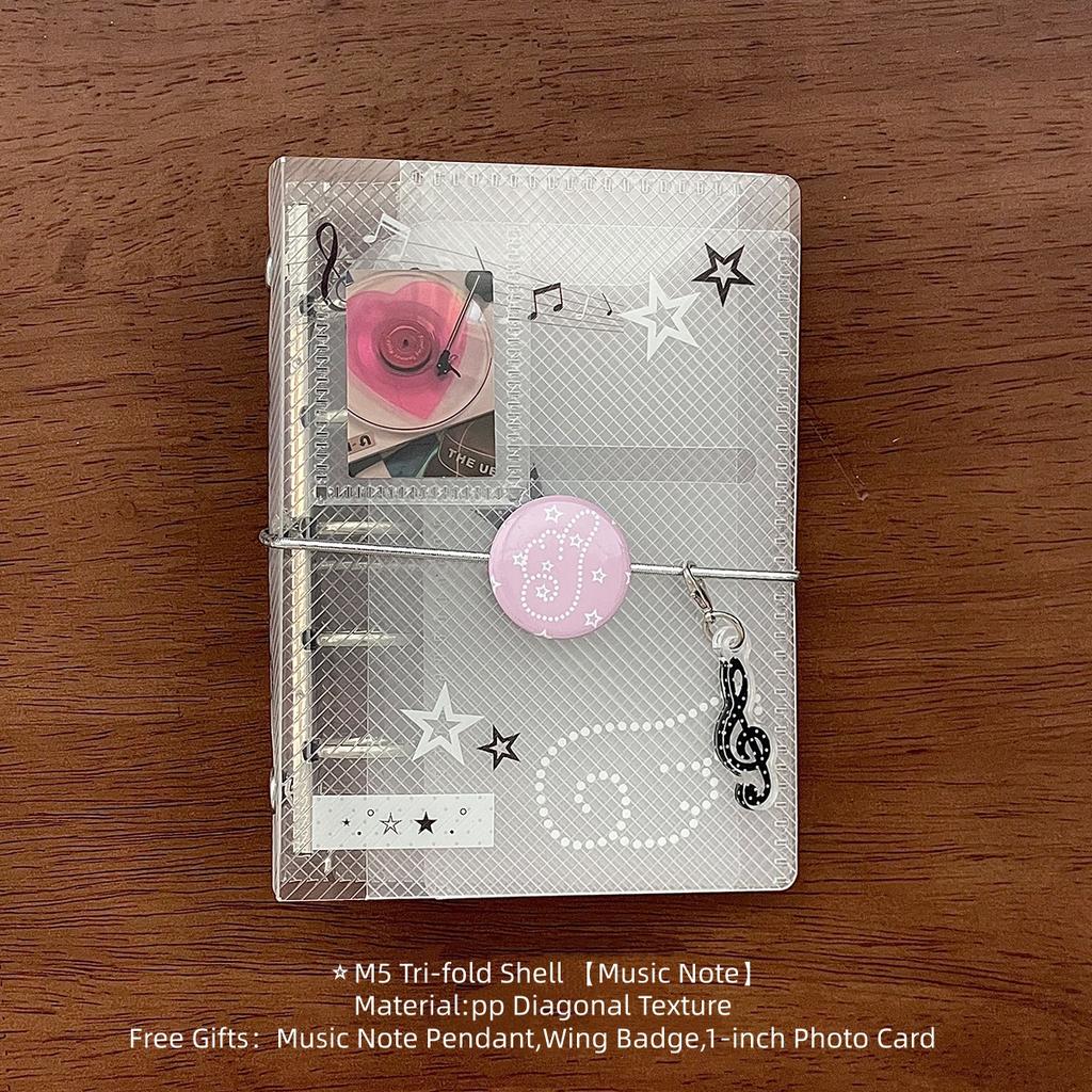 M5 Mini Binder Refill Pages Clear PP Cover Photo Album Portable 5-Hole Budget Planner Photocard Holder with Sleeves for School