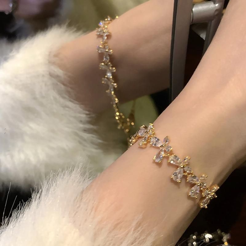 Zircon butterfly bracelet light luxury high sense fashion exquisite bracelet full of diamonds super flash versatile jewelry women