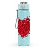 1PC Scattered Red Heart Texture Print 750ml Color Plastic Sports Water Bottle Leakproof Flip Straw Lid Suitable for Sports Office Home Use