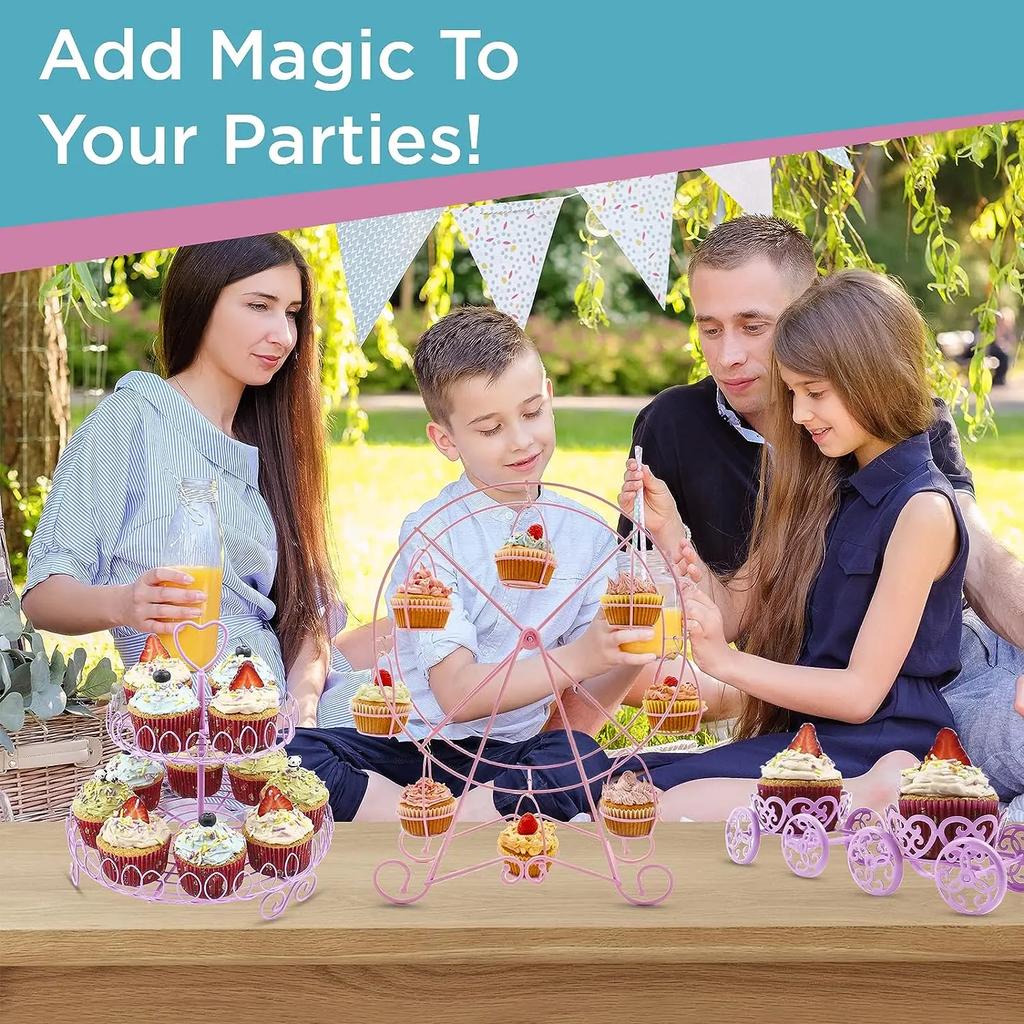 Ferris Wheel Cupcake Stand 8 Cups Spinning Display Cupcakes Holder Wedding Party Decoration for Serving Pastry Treats & Desserts