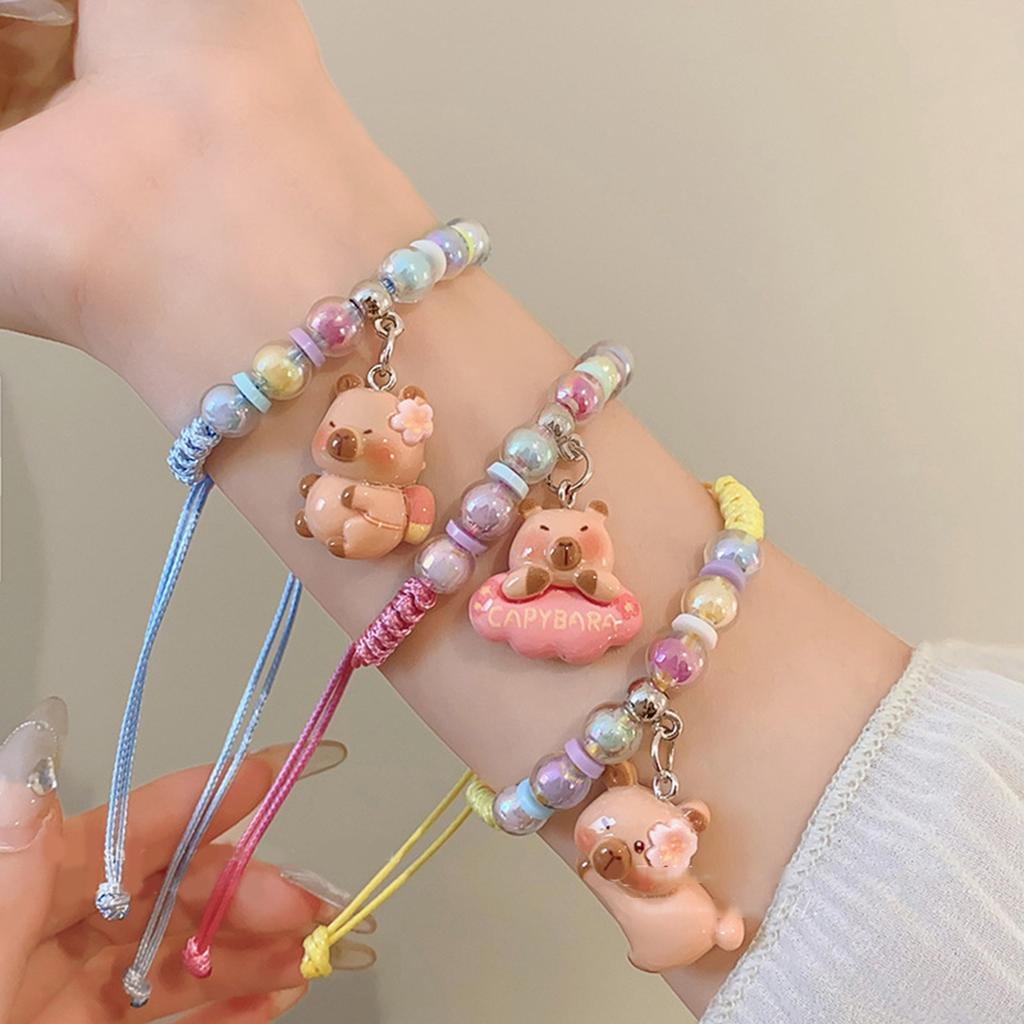 Stylish Resin Capybara Accessory Woven Cord Bracelet Unique Wristband Perfect for Individuality and Creative Expression