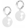 Silver Round Earrings Plates With Girl Girl Family Silver 925