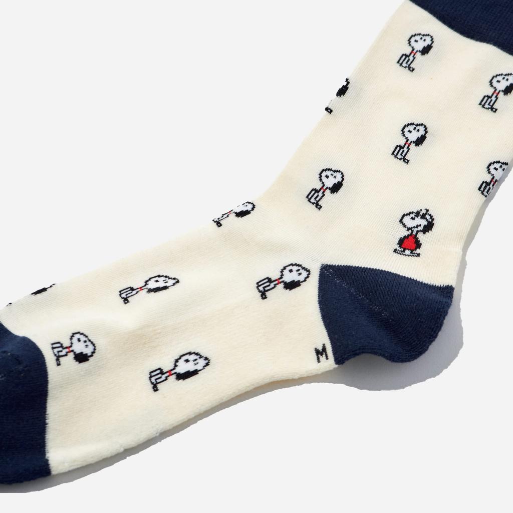 Sixtocks Snoopy Goods Snoopy Gift Socks Socks Made in Japan Line Pattern 02 x 72 Ivory x [CHICSTOCKS] <Official> Men's Women's (S, Navy)