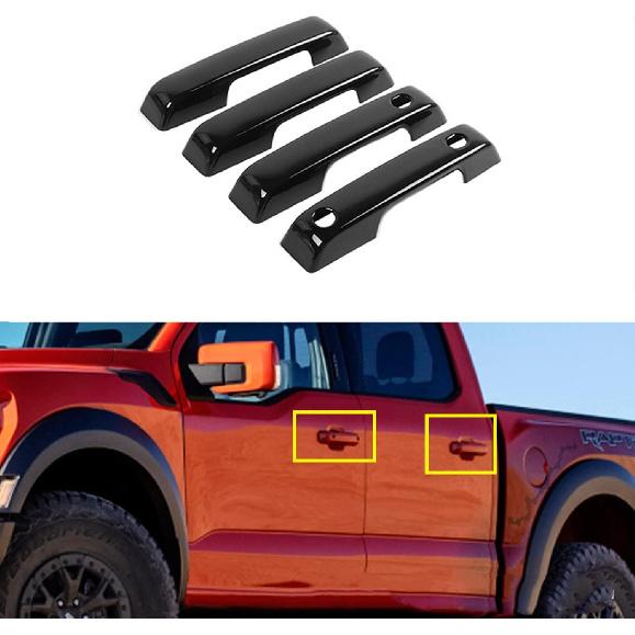 Exterior Door Handles Molding Cover Trim 4PCS Black Car Decoration Accessories for Ford F150 F-150 2021 2022 2023 2024