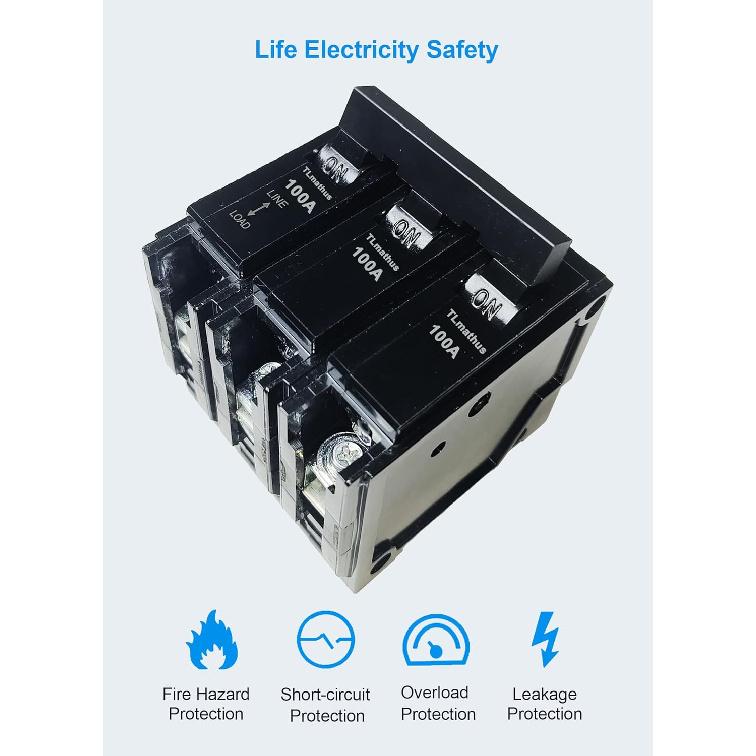 Q3100 100-Amp Three Pole Type QP Circuit Breaker Plug-in Mount Standard MCB Thermal Magnetic Protection, 10KA 120/240V, Compatible with Siemens PL