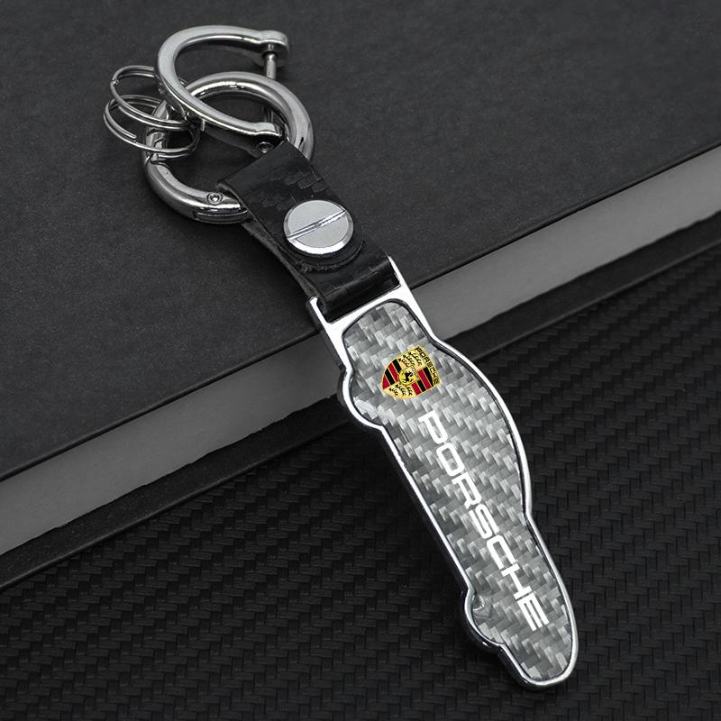 Přívěsek na klíče do auta Držák na klíče Klíčenka z uhlíkových vláken Kroužek na klíče Pro Porsche Cayenne Macan 911 718 Taycan Panamera Boxster Cayman Příslušenství