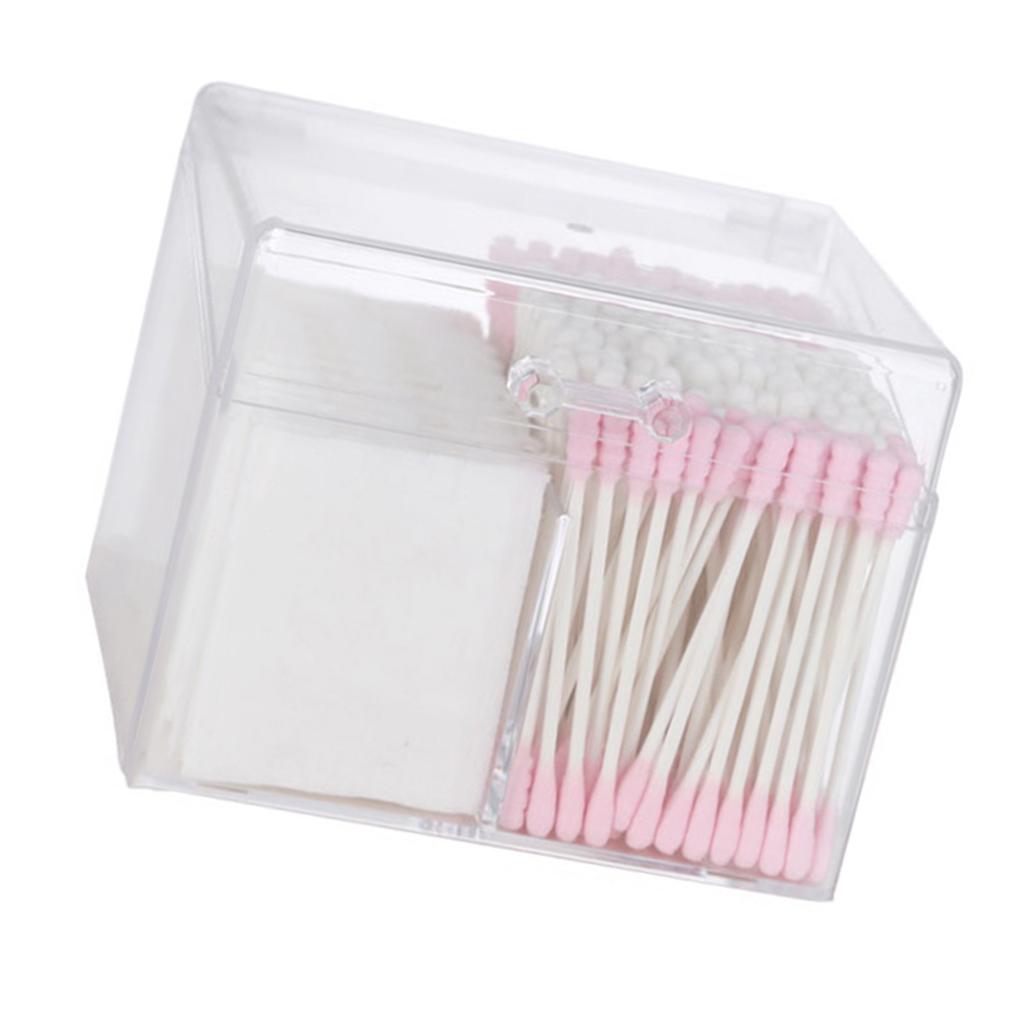 Clear Cotton Swab Box Dustproof Waterproof Acrylic Transparent Cotton Swab Organizer with Lid for Co