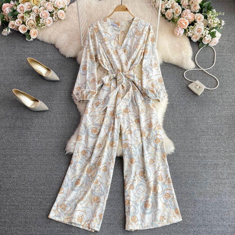 K-style Fashion V Neck High Waist Slim Looking Gingham Jumpsuit