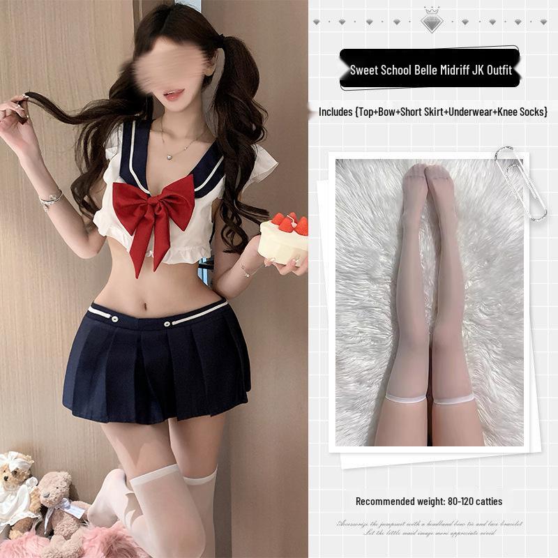 Seductive Schoolgirl Mini Skirt Sailor Suit Sleepwear Set