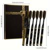 6 Pack Premium Black and Golden Patterned Handle Toothbrushes - Full Head Soft Nylon Bristles for Gentle Cleaning, Unscented Manual Toothbrush Set