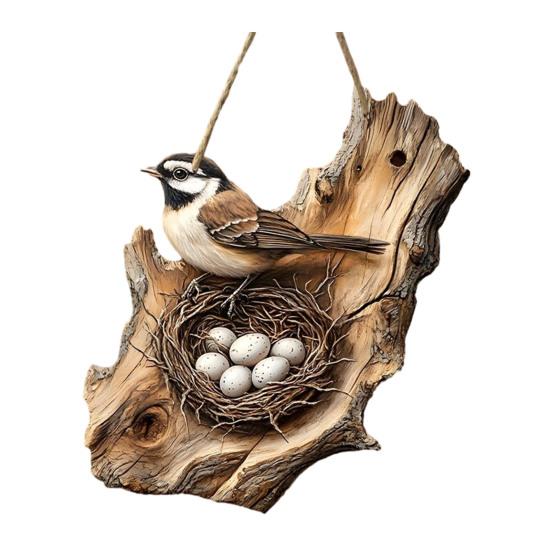 Bird Ornament 2D Wooden Bird Hanging Sign Rustic Decorative Wall Plaque for Farmhouse Porch Yard Wall Decor
