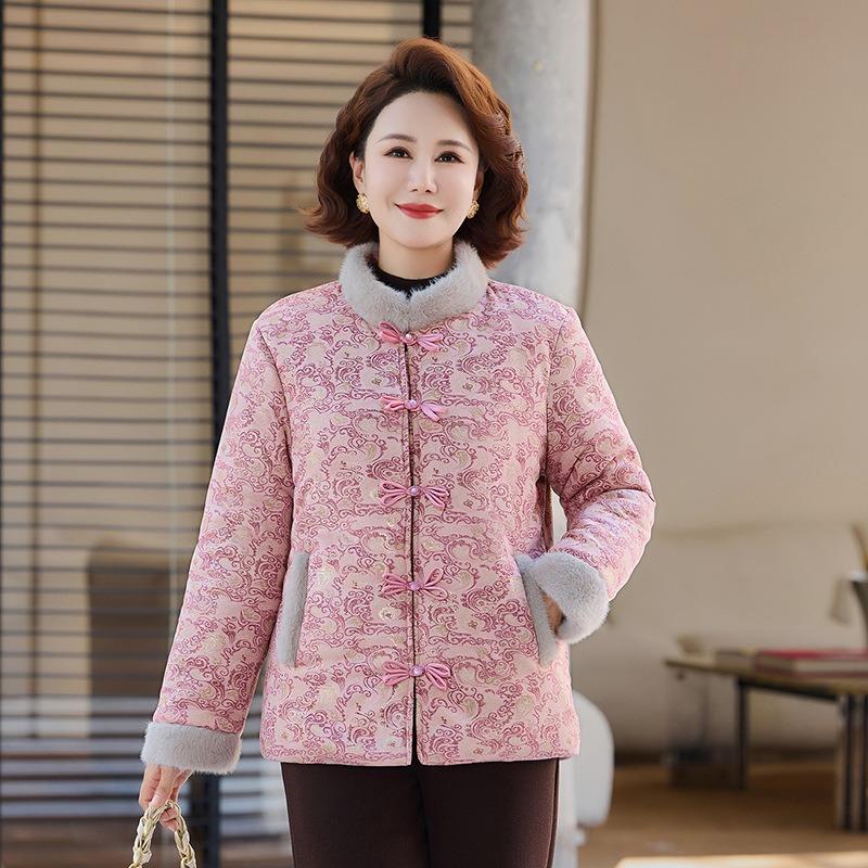 

Осенне-зимняя бархатная хлопковая куртка с подкладкой, новый тепловой топ, хлопковая куртка с подкладкой для мамы 5XL [recommended 150-80kg] розовый