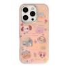Vergoldete iPhone15 Handyhülle 16Promax Laser Pink Cartoon 16 Sturzsicher