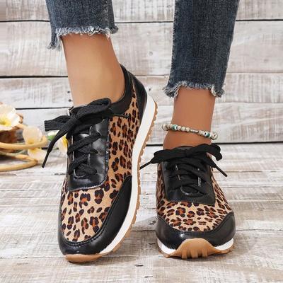 Moda 2025 Gorąca Wyprzedaż Damskie Buty Sznurowane Damskie Wulkanizowane Buty Moda Panterka Plus Size Wygodne Outdoorowe Casualowe Buty