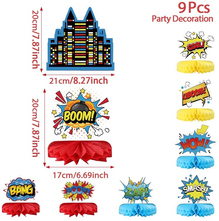 

Украшения для вечеринки в стиле супергероев, центральные элементы в виде сот, центральные элементы в виде сот, принадлежности для вечеринки в стиле супергероев