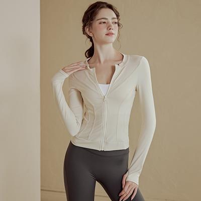 Ženy Úzký svetřík na zip s dlouhým rukávem Oblečení na jógu Rychleschnoucí Prodyšný Top Elastické oblečení na jógu Běžecký trénink Fitness oblečení