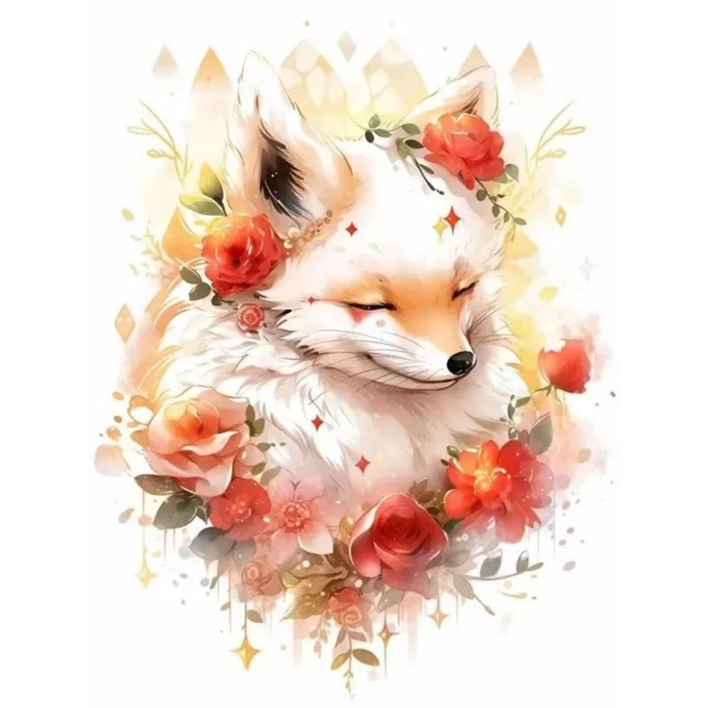 Diamantmaleri Full Drill Ice Skulptur Phoenix Rund Diamantmaleri Håndlaget Flower Fox Diy Diamond Mosaikkmaleri Hjemdekorasjon