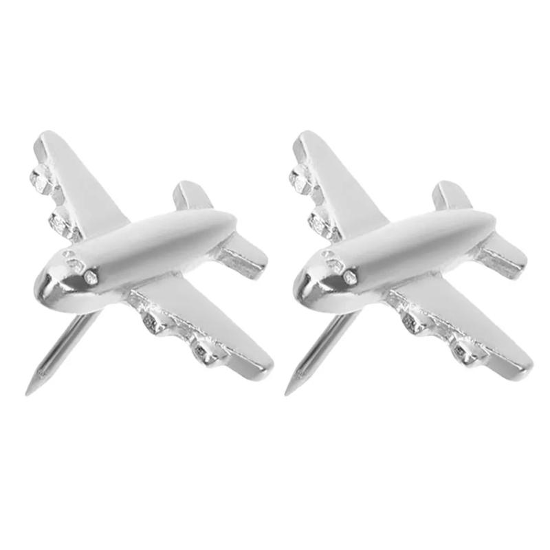 12PCS Creative 3D Plane Thumbtacks Stainless Steel Push Pins Bulletin Board Accessories  For Office Homes Study