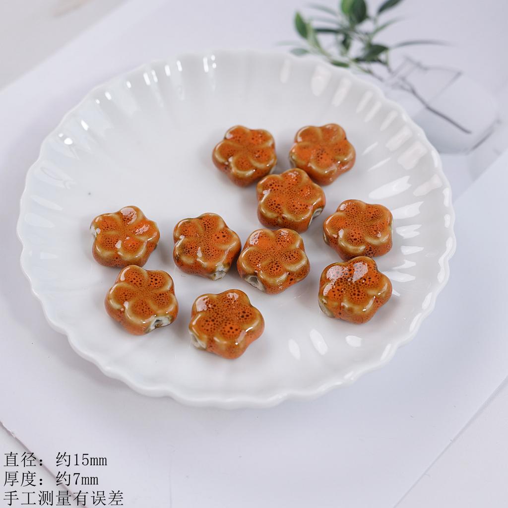 15Mm plum blossom sheet loose beads ceramic necklace bracelet DIY handmade creative bead manufacturer